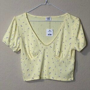 Cotton On Crop Top Yellow Floral Boho Trendy NWT